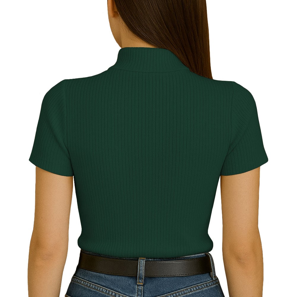 POLO MUJER CAFARENA MANGA CORTA SAB 801-12 RIB GRUESO COLOR VERDE BOTELLA - 3