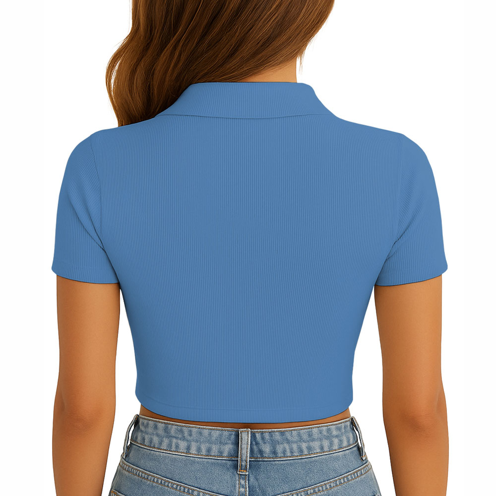 POLO MUJER CAMISERO MANGA CORTA NEW 710-13 RIB GRUESO COLOR ACERO - 3