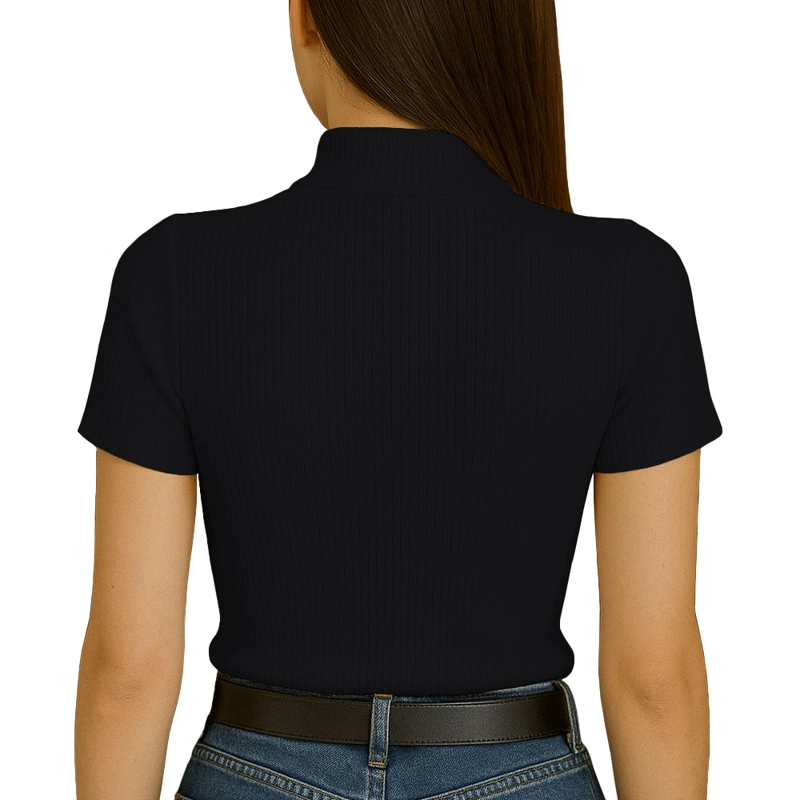 POLO MUJER CAFARENA MANGA CORTA SAB 801-12 RIB GRUESO COLOR NEGRO - 3