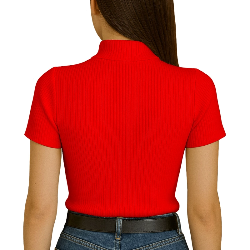 POLO MUJER CAFARENA MANGA CORTA SAB 801-12 RIB GRUESO COLOR ROJO - 3