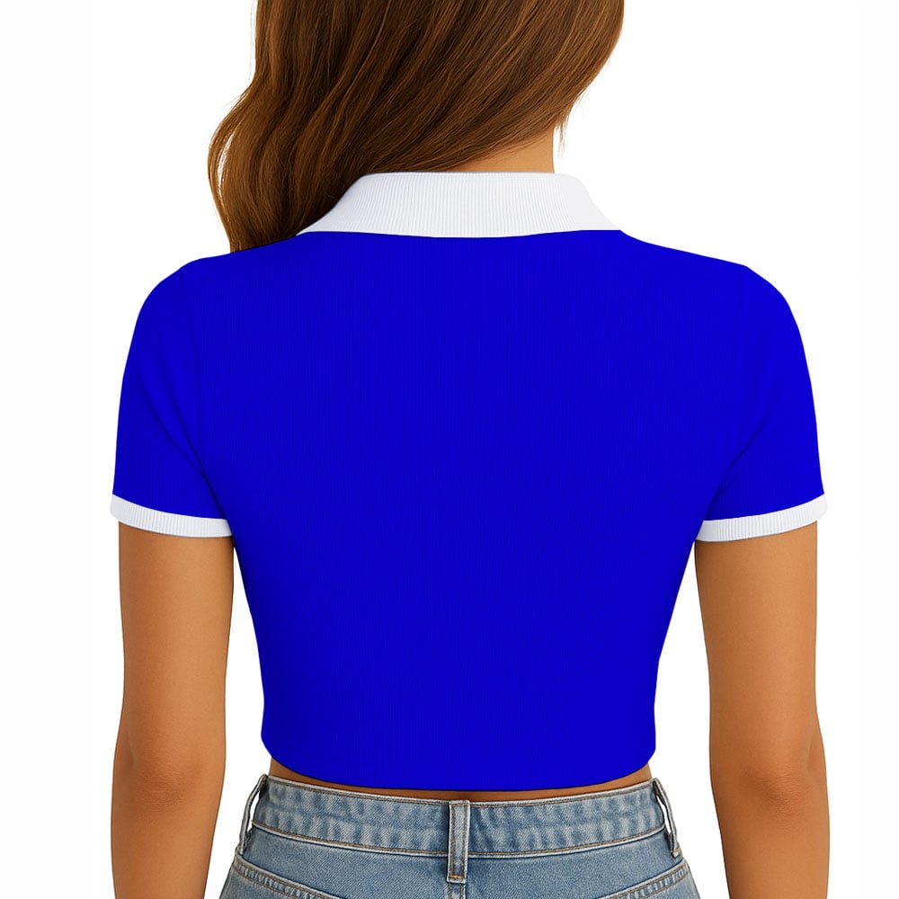 POLO MUJER CAMISERO BICOLOR MANGA CORTA RIB GRUESO NEW 710-13 COLOR AZUL - 3