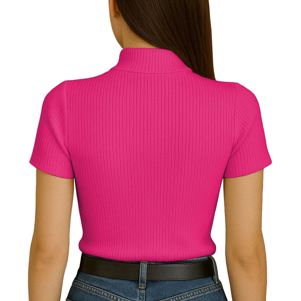 POLO MUJER CAFARENA MANGA CORTA SAB 801-12 RIB GRUESO COLOR CHICLE - 3