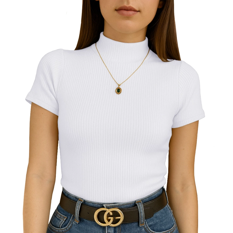 POLO MUJER CAFARENA MANGA CORTA SAB 801-12 RIB GRUESO COLOR BLANCO - 1
