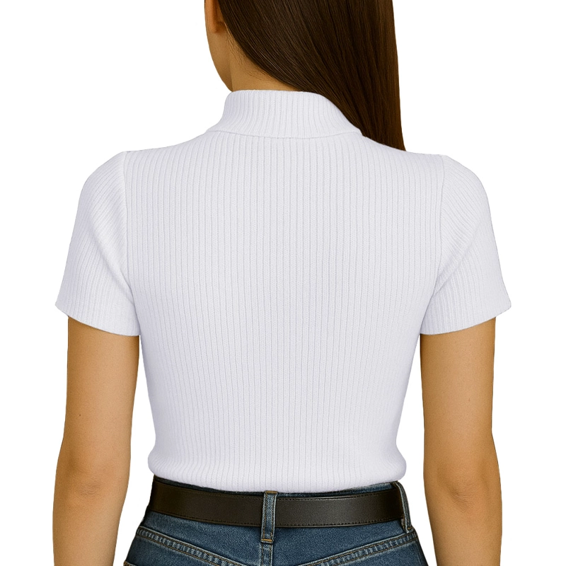 POLO MUJER CAFARENA MANGA CORTA SAB 801-12 RIB GRUESO COLOR BLANCO - 3