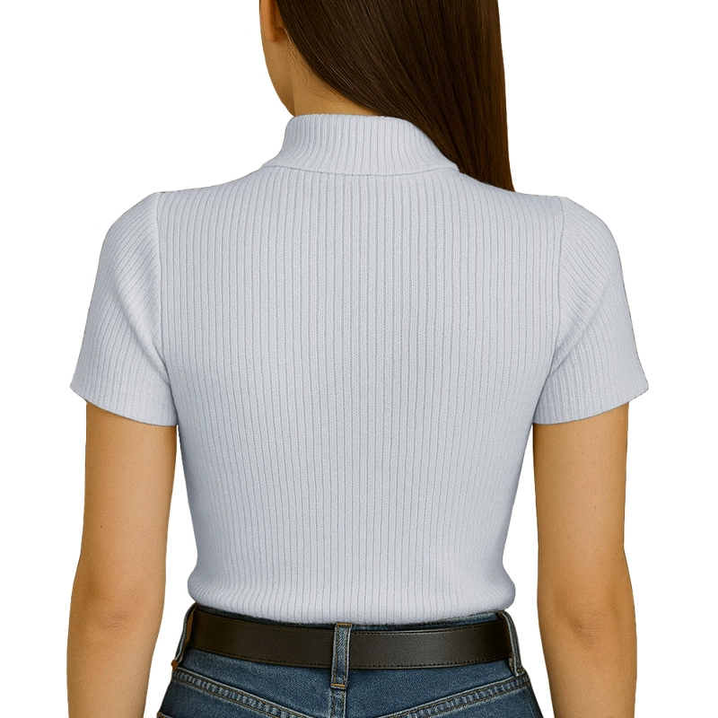 POLO MUJER CAFARENA MANGA CORTA SAB 801-12 RIB GRUESO COLOR PERLA - 3