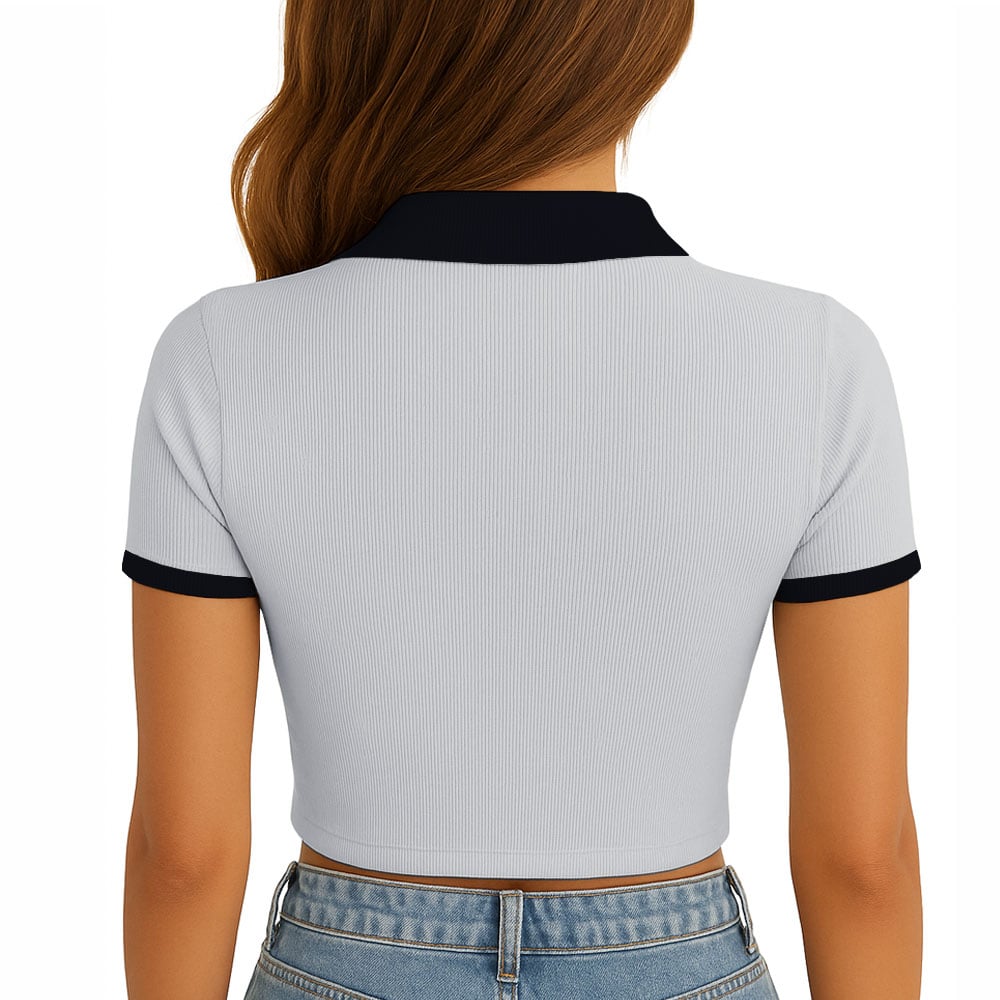 POLO MUJER CAMISERO BICOLOR MANGA CORTA RIB GRUESO NEW 710-13 COLOR MELANGE - 3