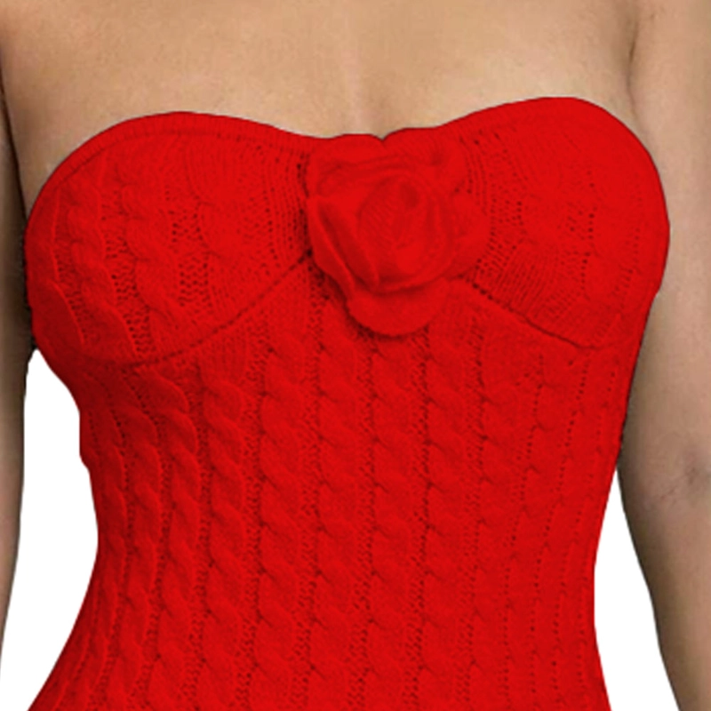 VESTIDO TIRANTES ROSA ROSS 359G-26 HILO TACTO COLOR ROJO - 2