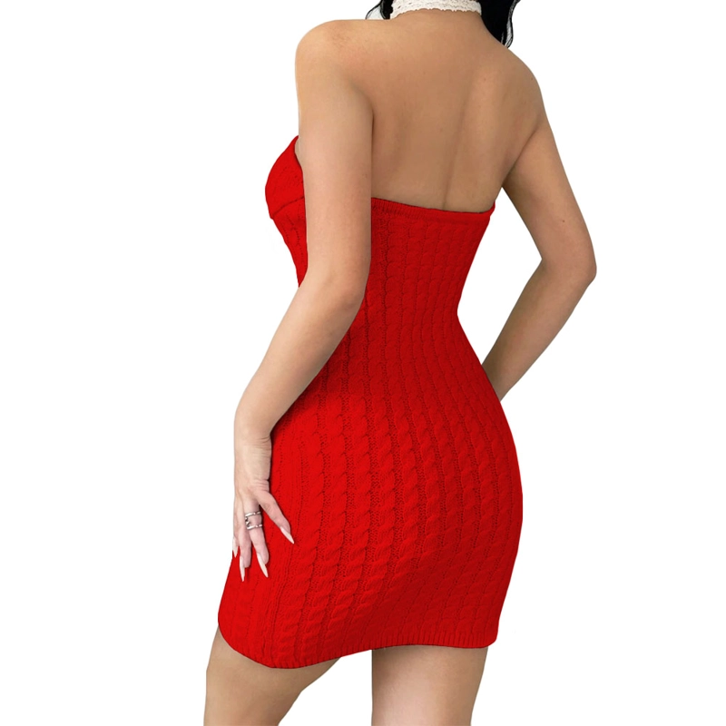 VESTIDO TIRANTES ROSA ROSS 359G-26 HILO TACTO COLOR ROJO - 4
