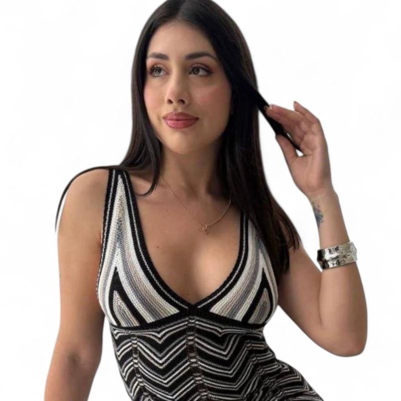 VESTIDO ARCOIRIS MATERIAL LAD 233G-32 HILO TACTO COLOR NEGRO - 2