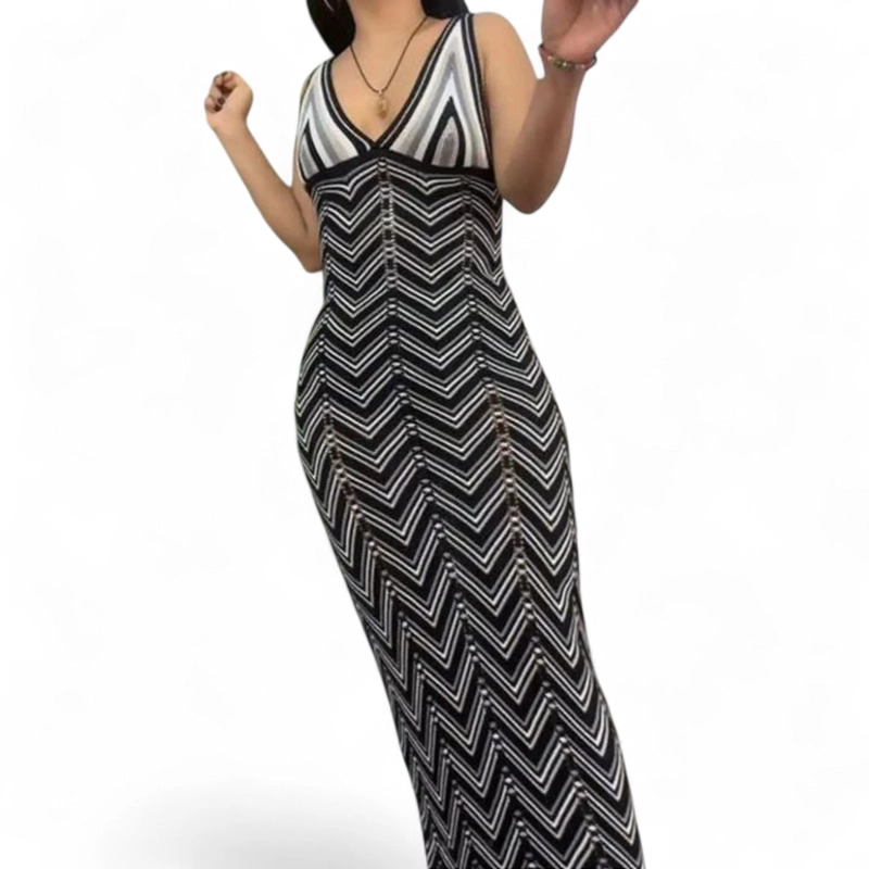 VESTIDO ARCOIRIS MATERIAL LAD 233G-32 HILO TACTO COLOR NEGRO - 3