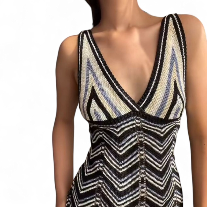 VESTIDO ARCOIRIS MATERIAL LAD 233G-32 HILO TACTO COLOR NEGRO - 5