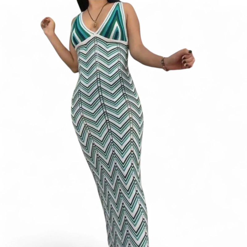VESTIDO ARCOIRIS MATERIAL LAD 233G-32 HILO TACTO COLOR VERDE - 1