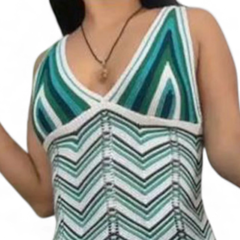 VESTIDO ARCOIRIS MATERIAL LAD 233G-32 HILO TACTO COLOR VERDE - 2
