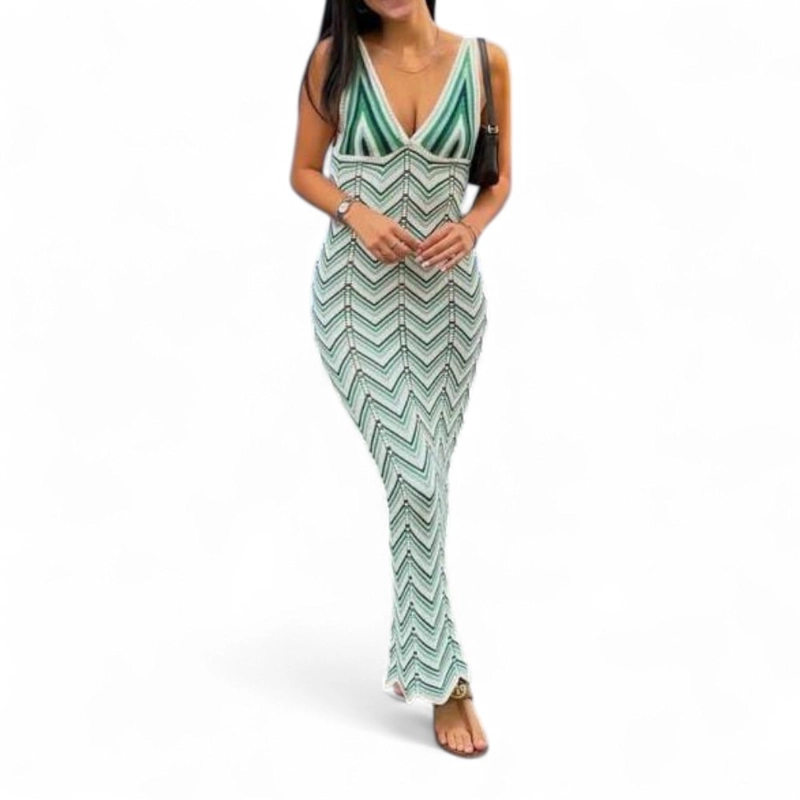 VESTIDO ARCOIRIS MATERIAL LAD 233G-32 HILO TACTO COLOR VERDE - 3