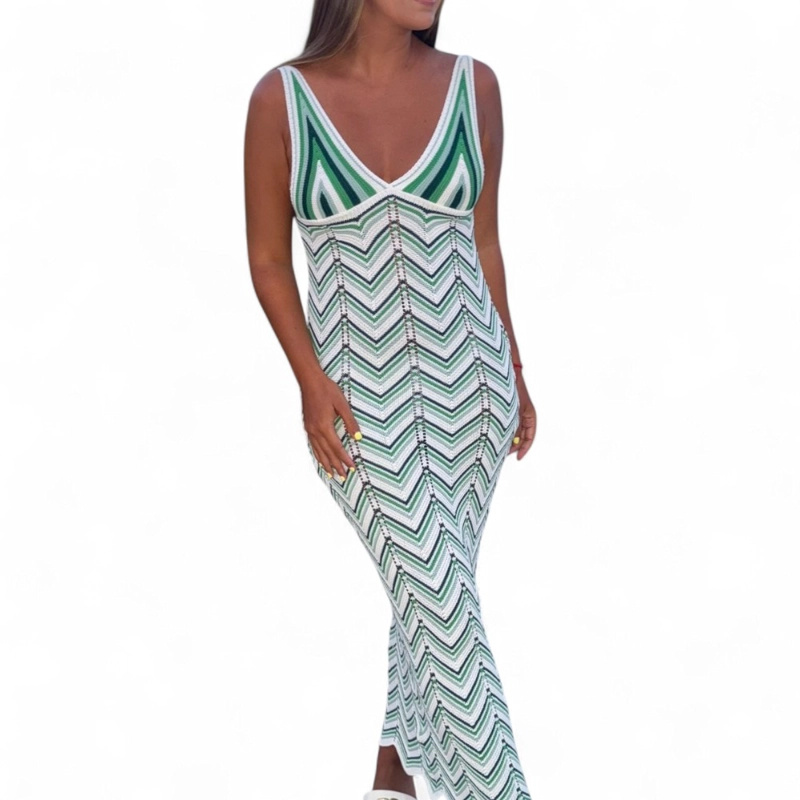 VESTIDO ARCOIRIS MATERIAL LAD 233G-32 HILO TACTO COLOR VERDE - 4