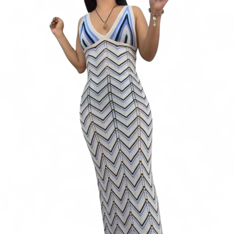 VESTIDO ARCOIRIS MATERIAL LAD 233G-32 HILO TACTO COLOR CELESTE - 1