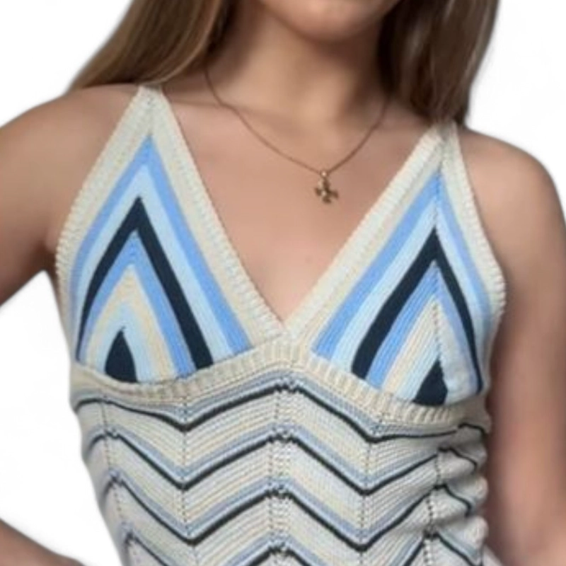 VESTIDO ARCOIRIS MATERIAL LAD 233G-32 HILO TACTO COLOR CELESTE - 4