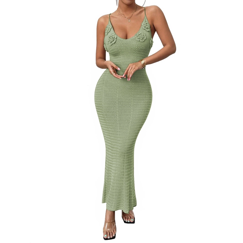 VESTIDO TIRANTES TRIPLE ROSA ROSS 359G-26 HILO TACTO COLOR MENTA - 4