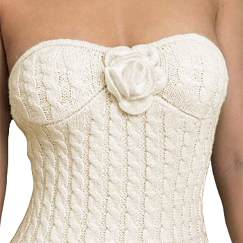 VESTIDO TIRANTES ROSA ROSS 359G-26 HILO TACTO COLOR HUESO - 4