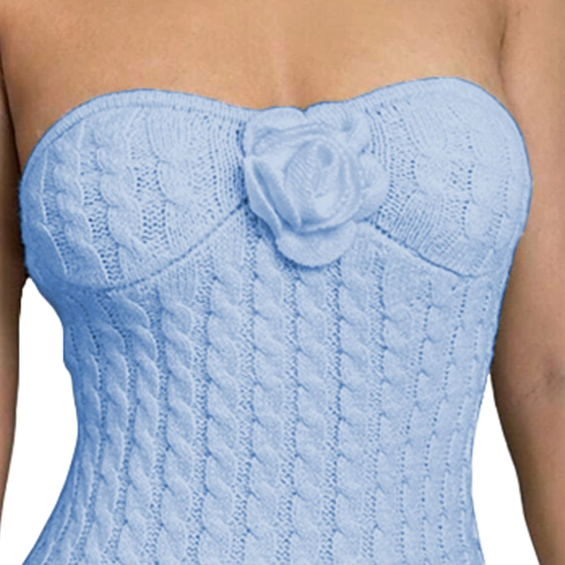 VESTIDO TIRANTES ROSA ROSS 359G-26 HILO TACTO COLOR CELESTE - 1