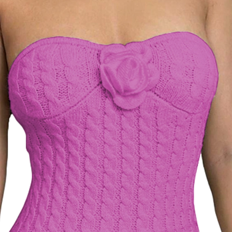 VESTIDO TIRANTES ROSA ROSS 359G-26 HILO TACTO COLOR FUCSIA - 4