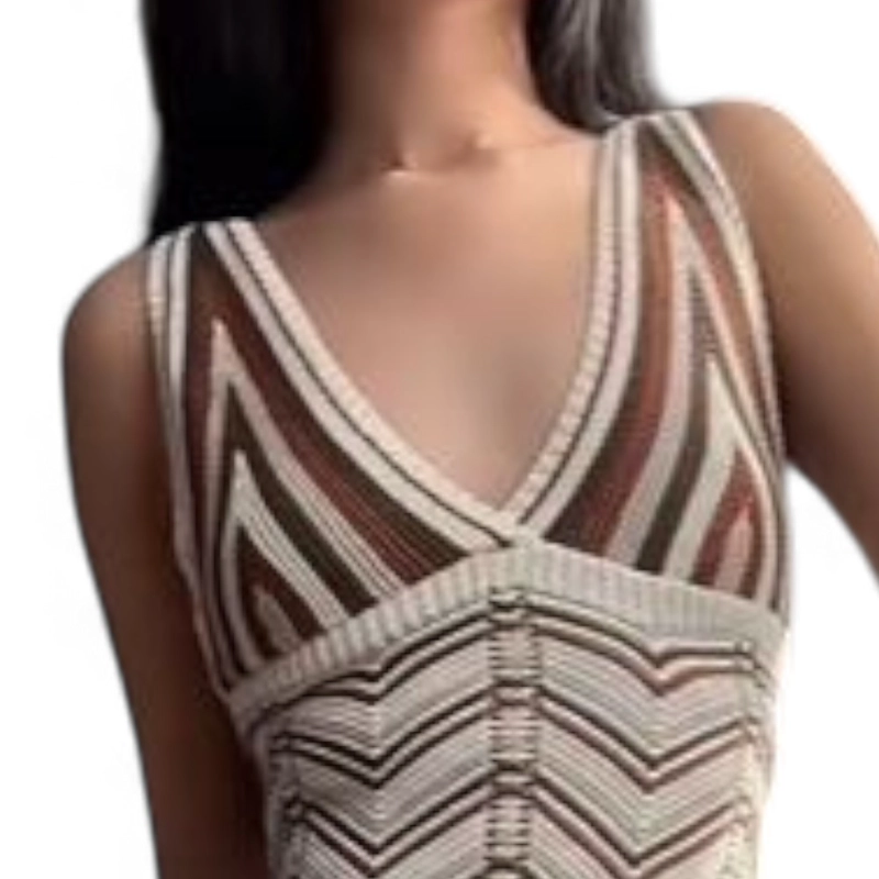 VESTIDO ARCOIRIS MATERIAL LAD 233G-32 HILO TACTO COLOR MARRON - 3