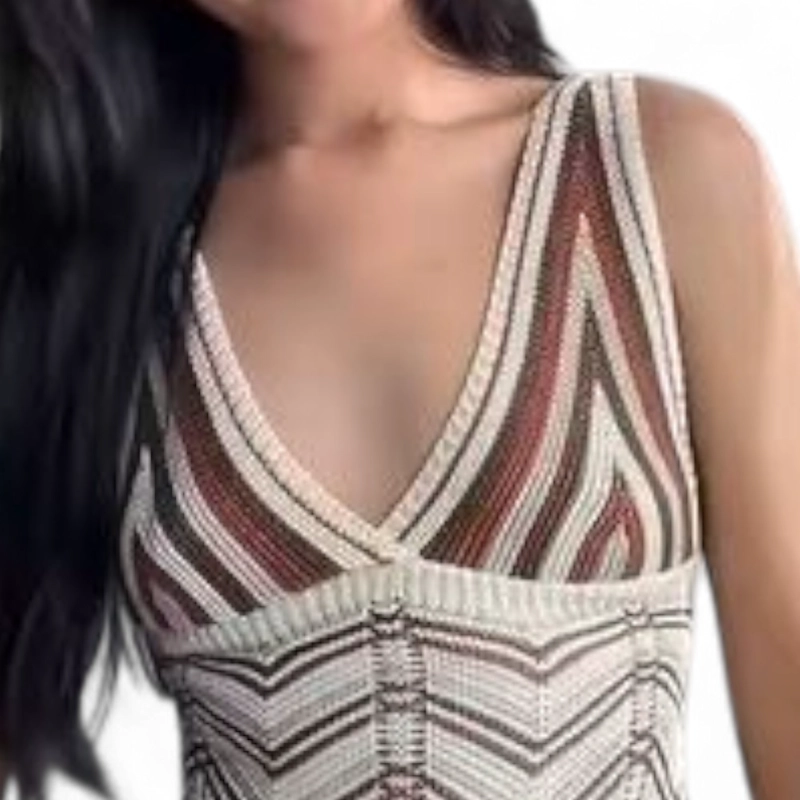 VESTIDO ARCOIRIS MATERIAL LAD 233G-32 HILO TACTO COLOR MARRON - 4