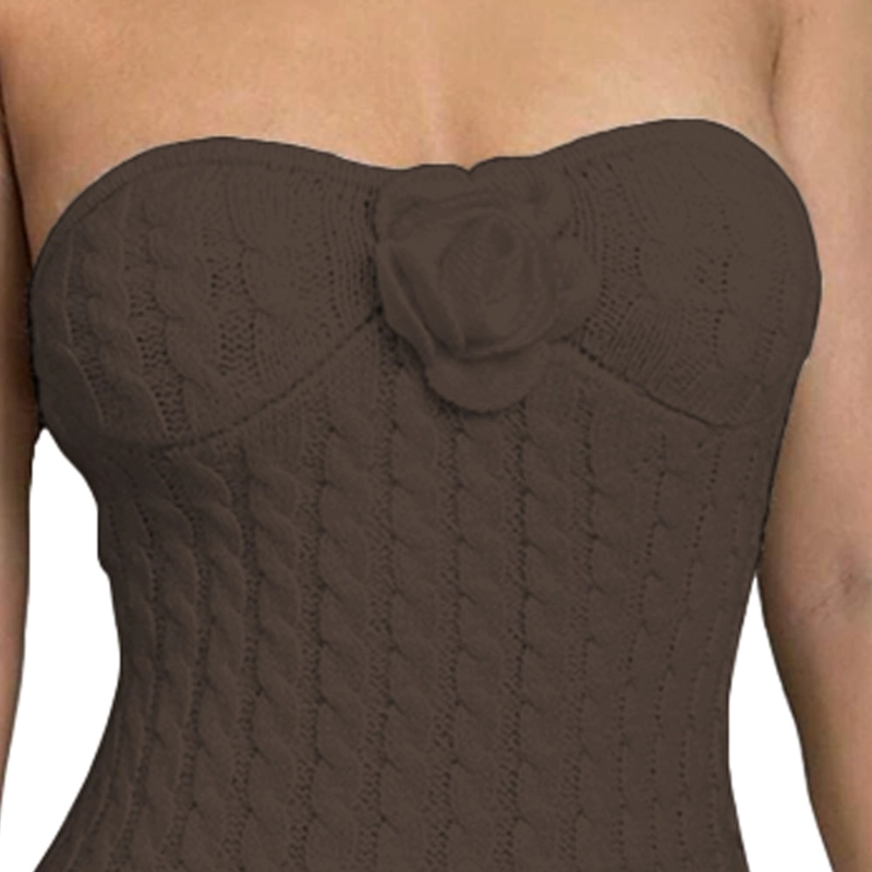 VESTIDO TIRANTES ROSA ROSS 359G-26 HILO TACTO COLOR MARRON - 4