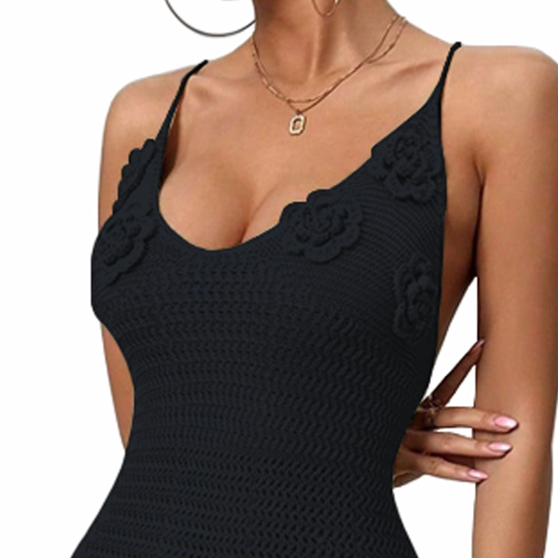 VESTIDO TIRANTES TRIPLE ROSA ROSS 359G-26 HILO TACTO COLOR NEGRO - 4