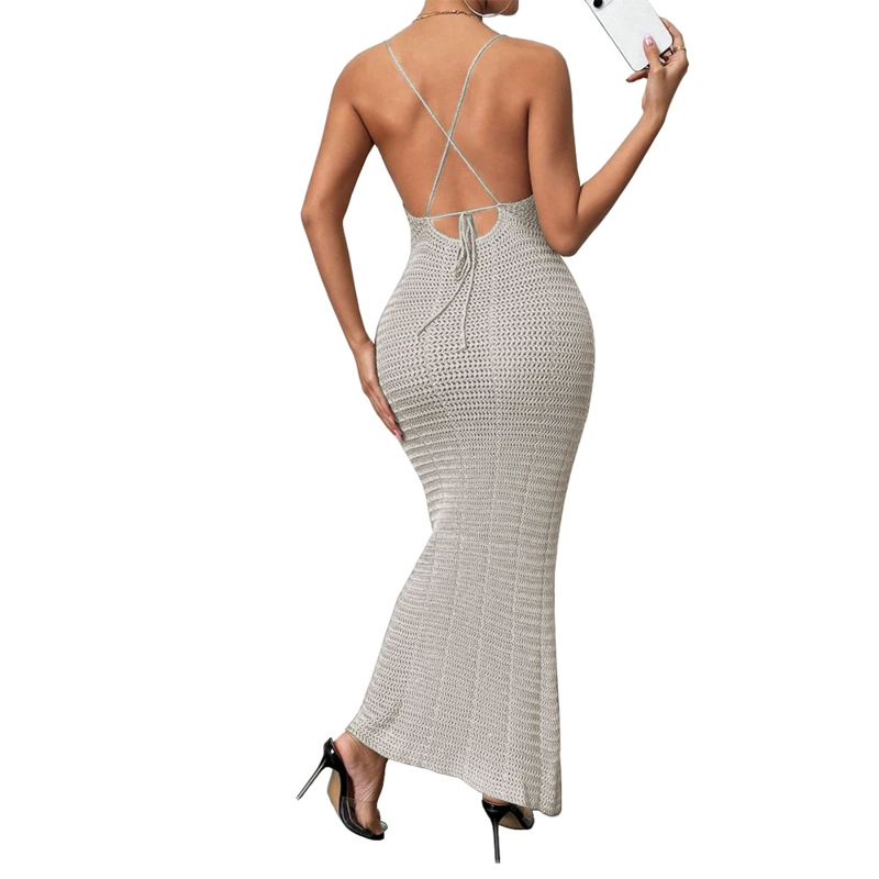 VESTIDO TIRANTES TRIPLE ROSA ROSS 359G-26 HILO TACTO COLOR HUESO - 2