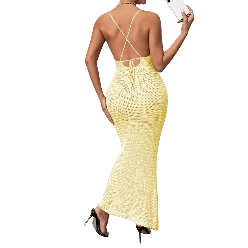 VESTIDO TIRANTES TRIPLE ROSA ROSS 359G-26 HILO TACTO COLOR PATITO - 4