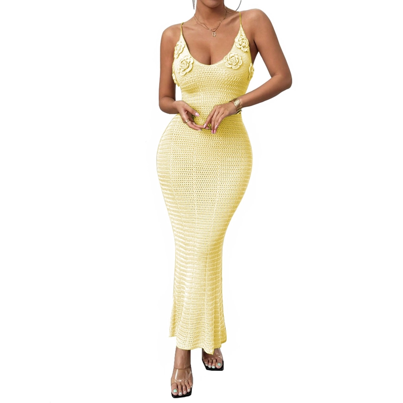 VESTIDO TIRANTES TRIPLE ROSA ROSS 359G-26 HILO TACTO COLOR PATITO - 5