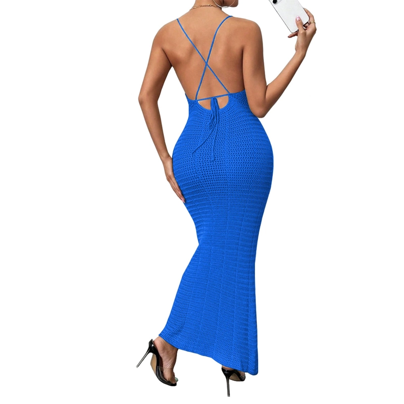 VESTIDO TIRANTES TRIPLE ROSA ROSS 359G-26 HILO TACTO COLOR AZUL PASTEL - 3