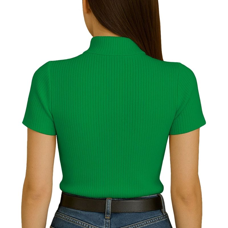 POLO MUJER CAFARENA MANGA CORTA SAB 801-12 RIB GRUESO COLOR VERDE PERICO - 3