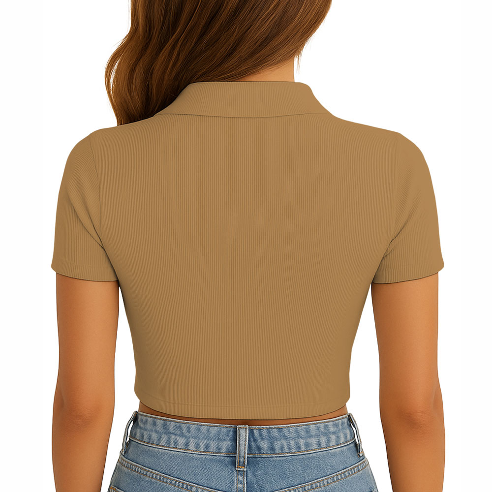 POLO MUJER CAMISERO MANGA CORTA NEW 710-13 RIB GRUESO COLOR TOFFY - 3