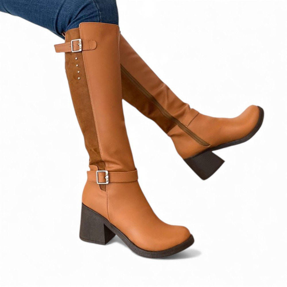 BOTA MUJER 1431L-70 TACO 7 DETALLITO COLOR CARAMELO - 4