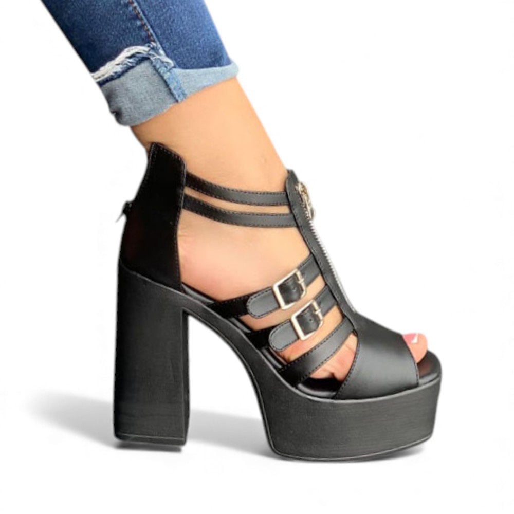 SANDALIA MUJER 1431L-70 TACO 9 COLOR NEGRO - 1