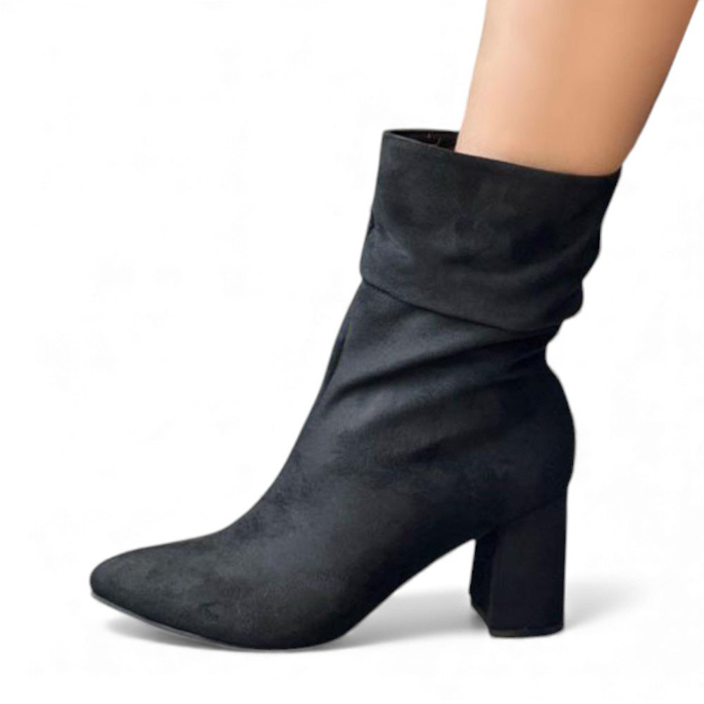 BOTIN MUJER 1299P-68 PLANTA DE GOMA TACO #7 PLATAFORMA #2 GAMUZA COLOR NEGRO - 1