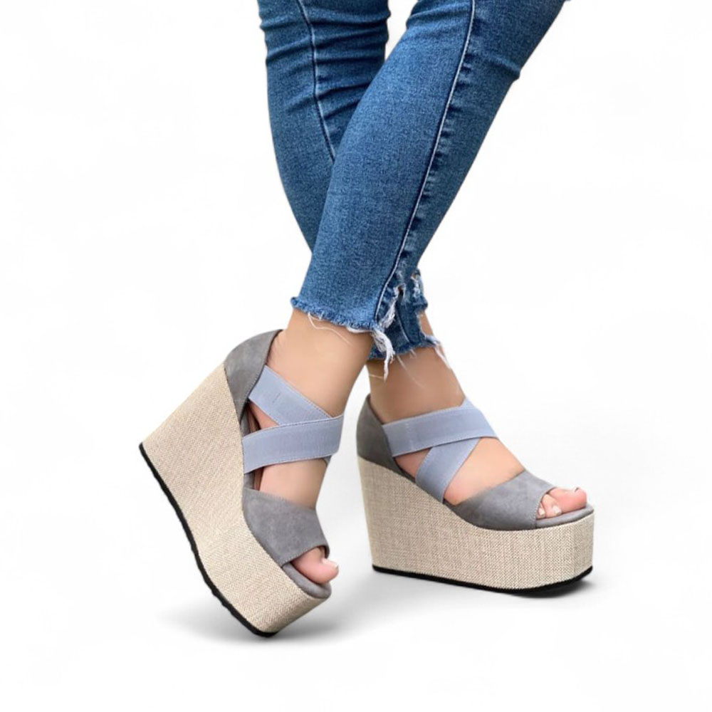 SANDALIA MUJER 1431L-45 CUÑA 12 JEAN COLOR CELESTE - 2