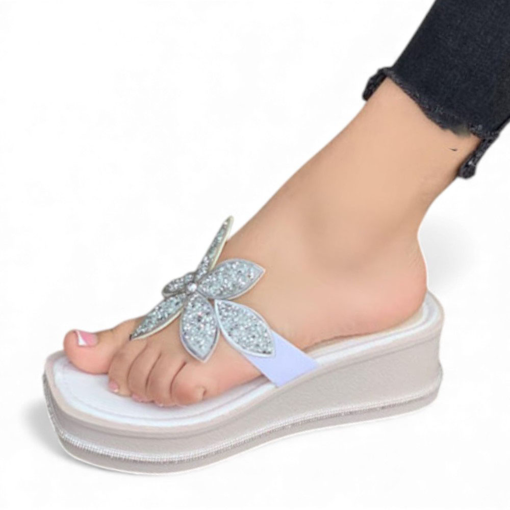 SANDALIA MUJER 1431L-48 FLOR PLATAFORMA 5 COLOR PLATA - 1