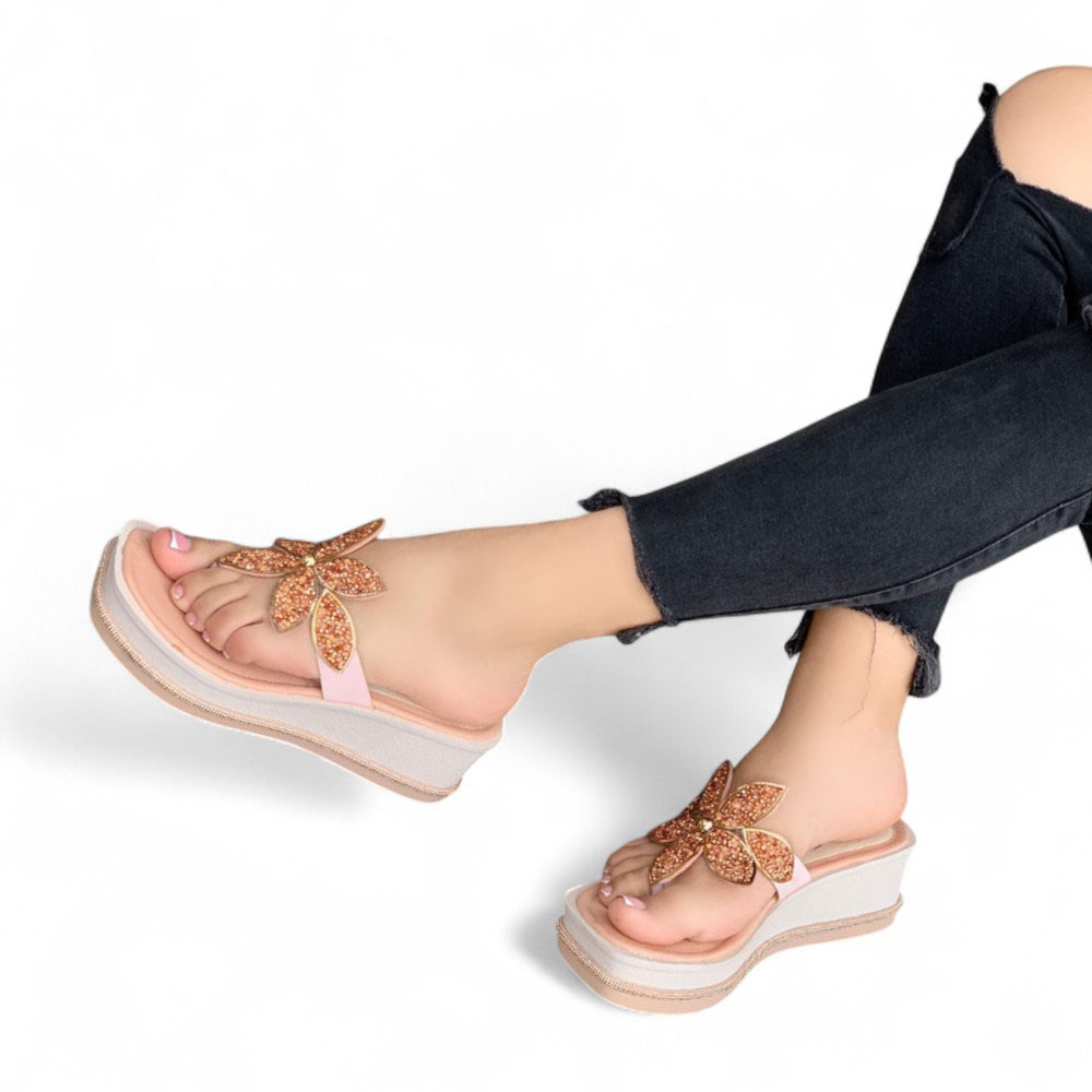 SANDALIA MUJER 1431L-48 FLOR PLATAFORMA 5 COLOR LACRE - 2