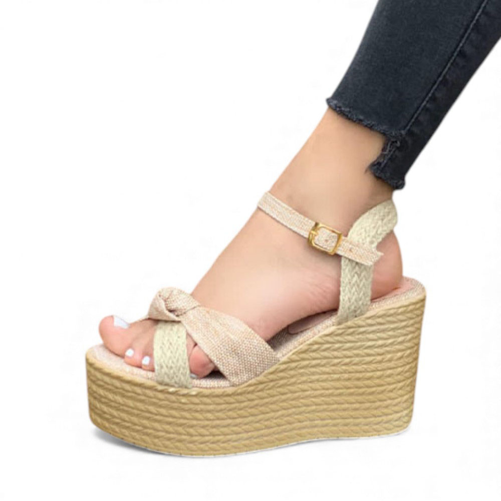 SANDALIA MUJER 1431L-58 GAMUZA Y SOGUILLA PLANTA PU PLANTA #9 COLOR BEIGE - 1