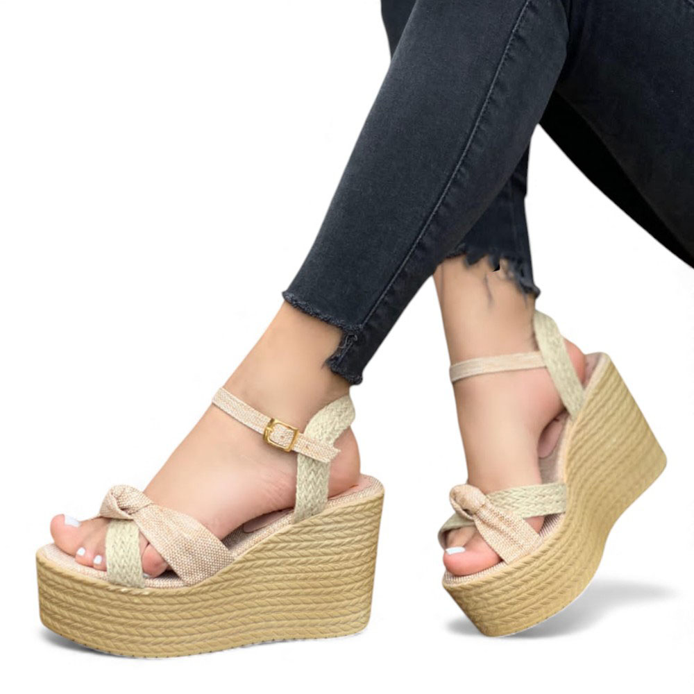 SANDALIA MUJER 1431L-58 GAMUZA Y SOGUILLA PLANTA PU PLANTA #9 COLOR BEIGE - 2