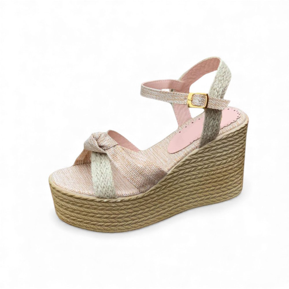 SANDALIA MUJER 1431L-58 GAMUZA Y SOGUILLA PLANTA PU PLANTA #9 COLOR BEIGE - 3