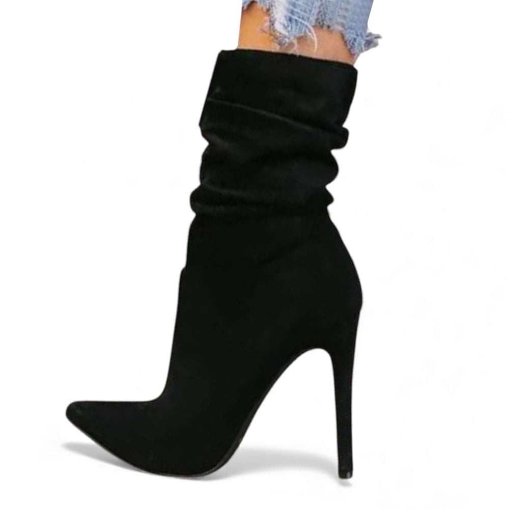 BOTIN MUJER 1299P-68 PLANTA DE GOMA TACO #9 PLATAFORMA INTERNA #2 GAMUZA COLOR NEGRO - 3
