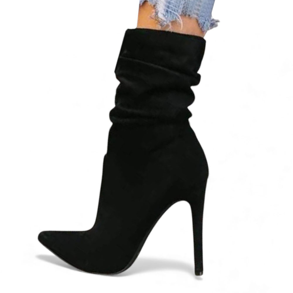 BOTIN MUJER 1299P-68 PLANTA DE GOMA TACO #9 PLATAFORMA INTERNA #2 GAMUZA COLOR NEGRO - 3