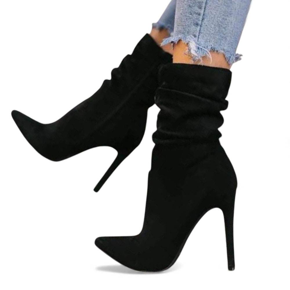 BOTIN MUJER 1299P-68 PLANTA DE GOMA TACO #9 PLATAFORMA INTERNA #2 GAMUZA COLOR NEGRO - 4