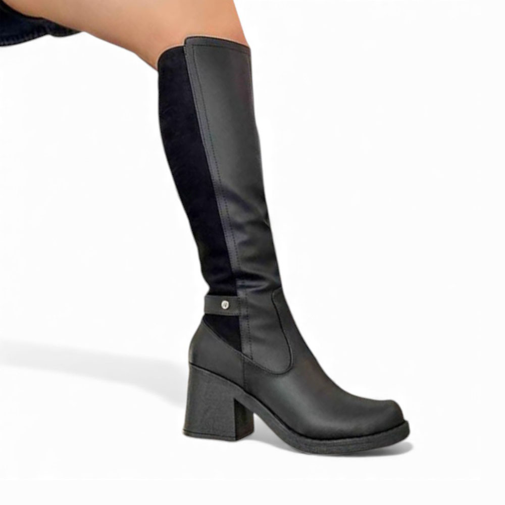 BOTA MUJER 1431L-70 TACO 7 GAMUZA POSTERIOR COLOR NEGRO - 1