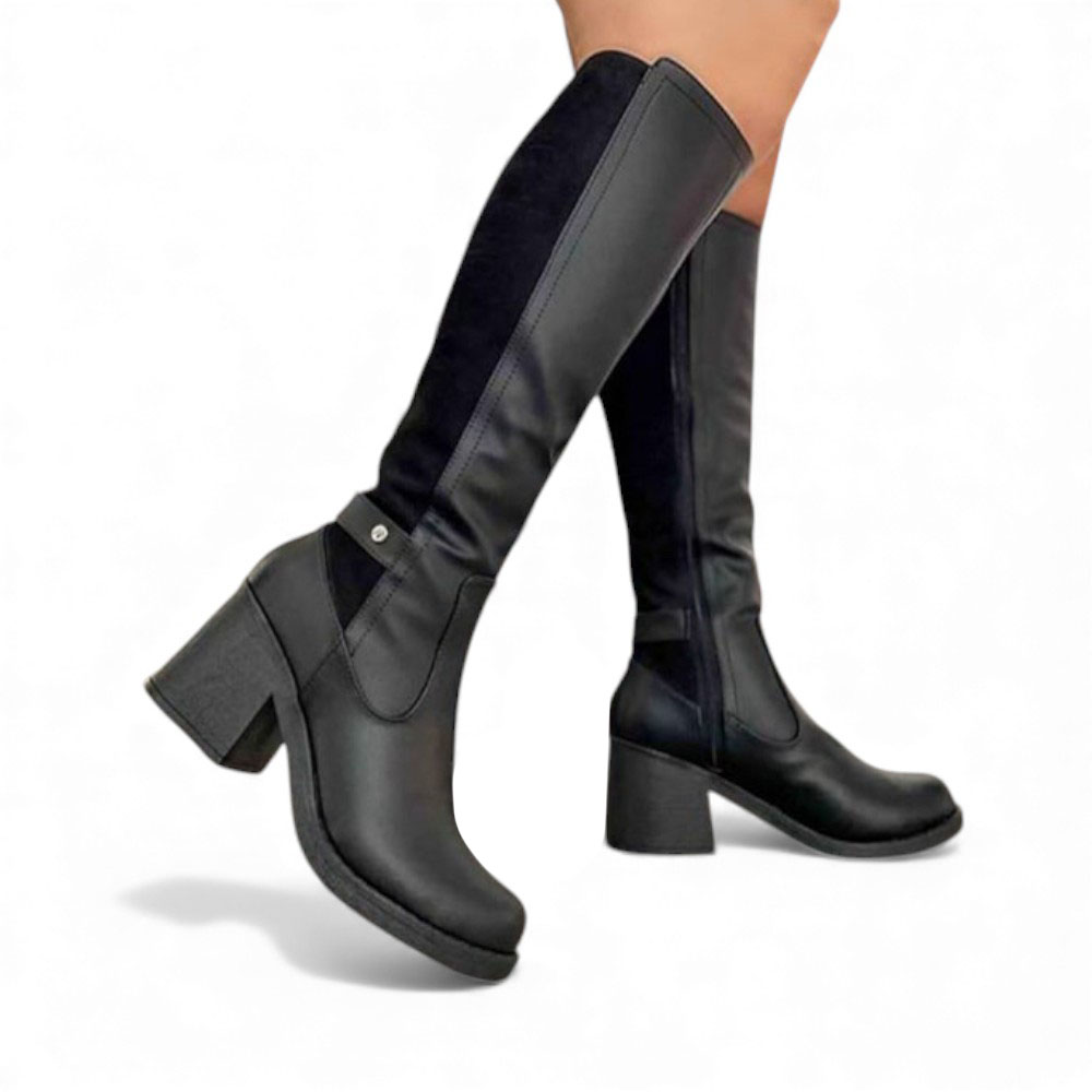 BOTA MUJER 1431L-70 TACO 7 GAMUZA POSTERIOR COLOR NEGRO - 2