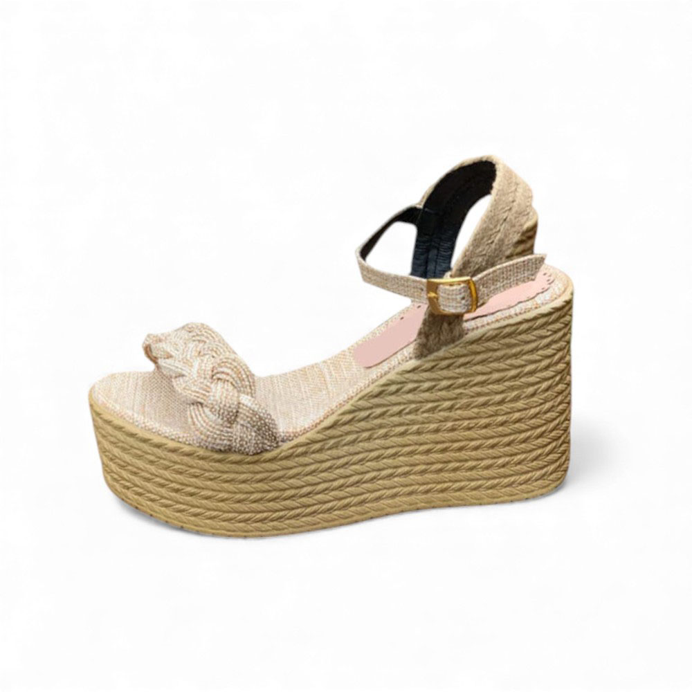 SANDALIA MUJER 1431L-58 BIOCUERO PLANTA PU TACO #9 COLOR BEIGE - 1